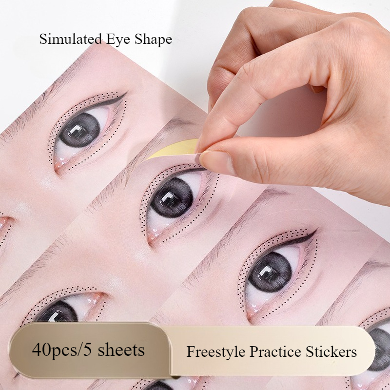 Eyelash Extension Menu - 40PCS/5 Sheets Eyelash Practice Stickers, Eyelash
